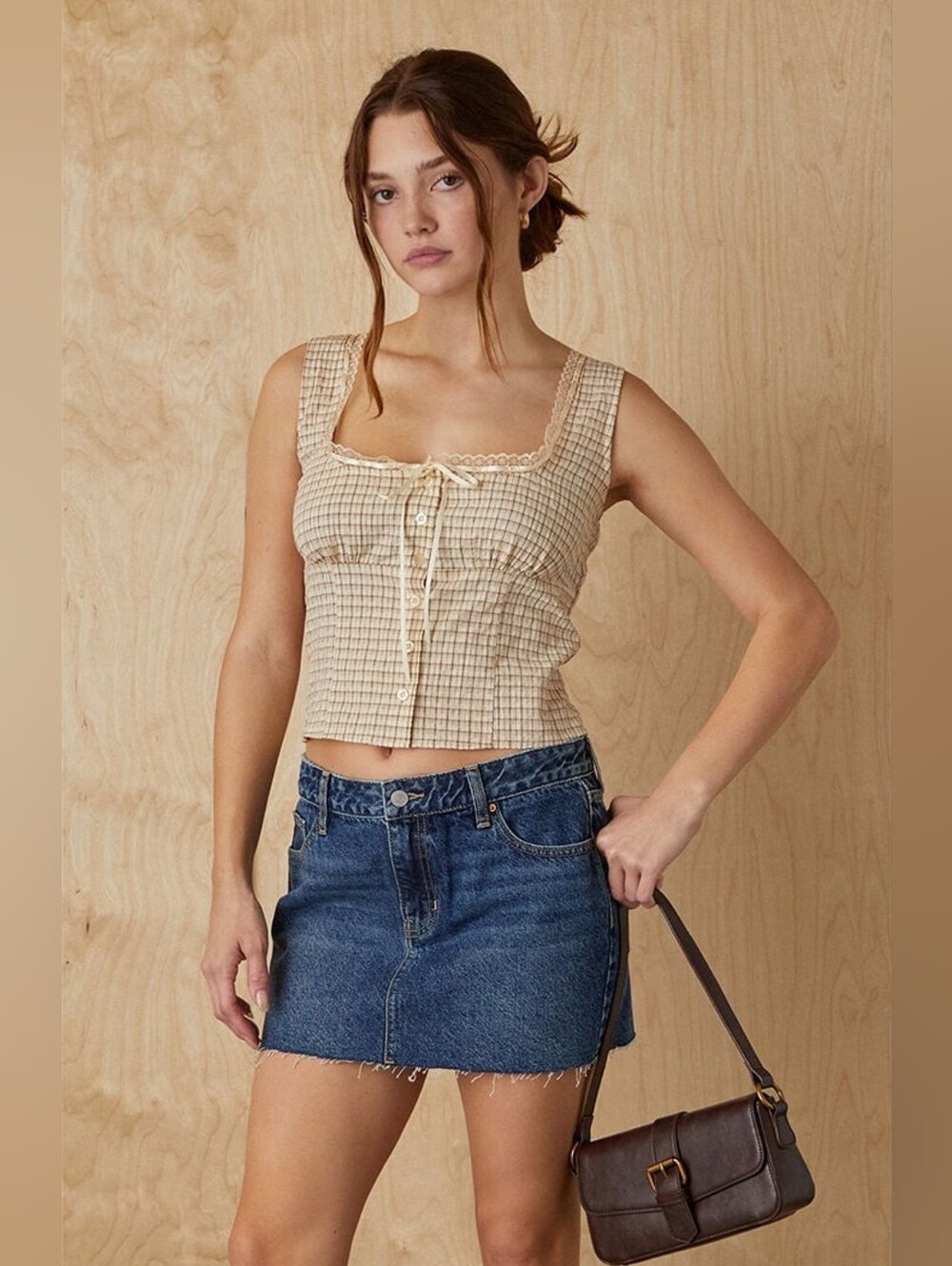 Pacsun Your Favorite Plaid Cropped Tank Top Womens 2X Plus Size Cottagecore